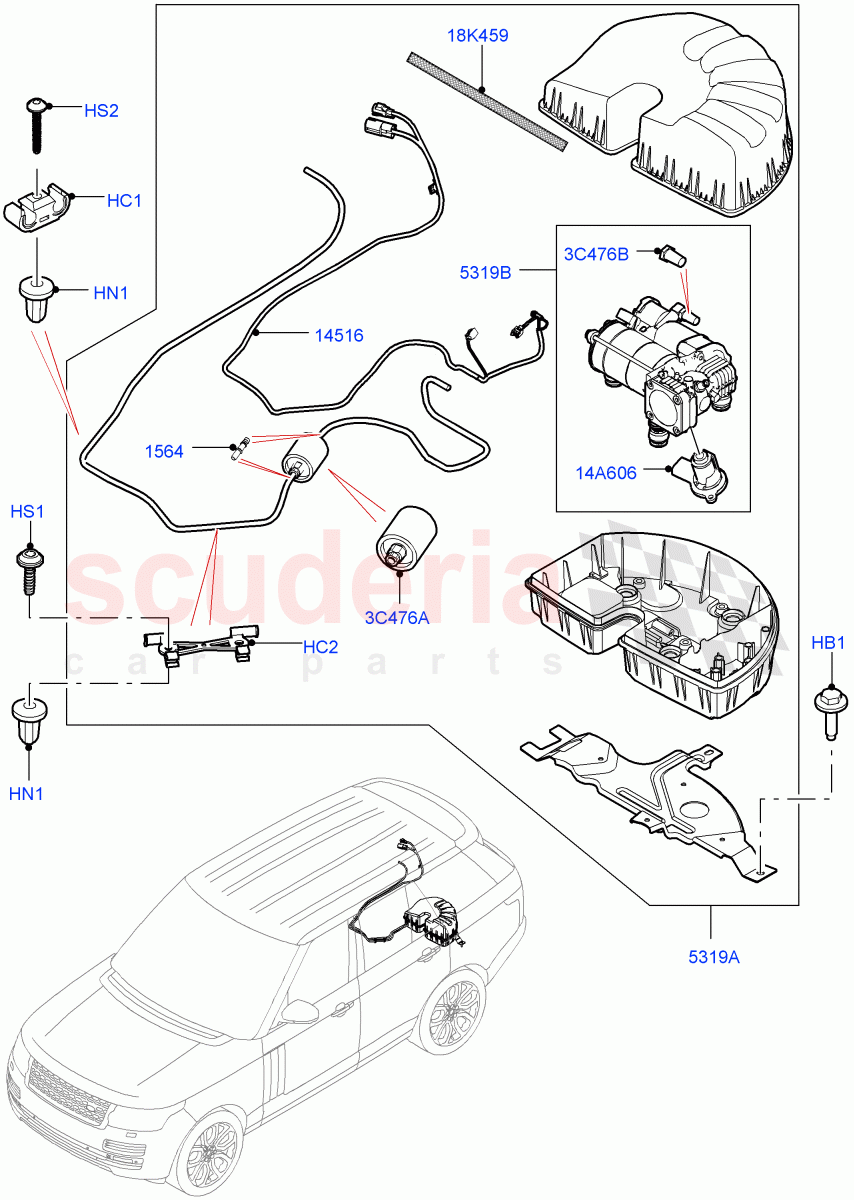 Air Suspension Compressor And Lines(Compressor Assy)((V)TOHA999999) of Land Rover Land Rover Range Rover (2012-2021) [3.0 I6 Turbo Diesel AJ20D6]