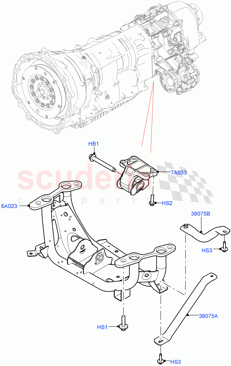 Transmission Mounting (Nitra Plant Build) (3.0L AJ20D6 Diesel High) ((V) FROMM2000001) of Land Rover Land Rover Discovery 5 (2017+) [3.0 DOHC GDI SC V6 Petrol]