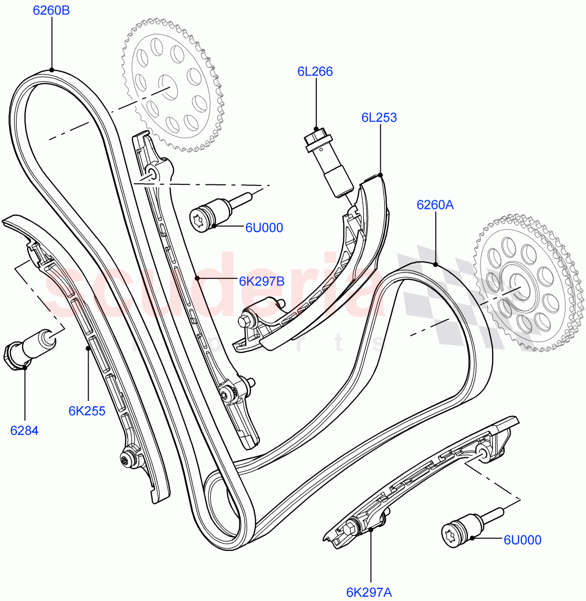 Timing Gear (Timing Chains, Tensioners) (4.4L DOHC DITC V8 Diesel) ((V) FROMBA000001) of Land Rover Land Rover Range Rover Sport (2014+) [4.4 DOHC Diesel V8 DITC]