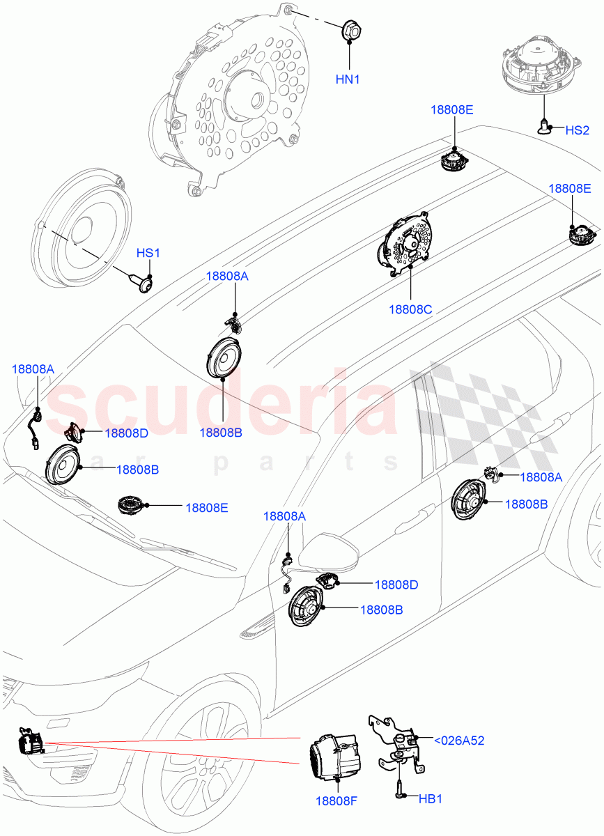 Speakers(Changsu (China),Premium Audio 1280 W)((V)FROMFG000001) of Land Rover Land Rover Discovery Sport (2015+) [2.0 Turbo Petrol GTDI]