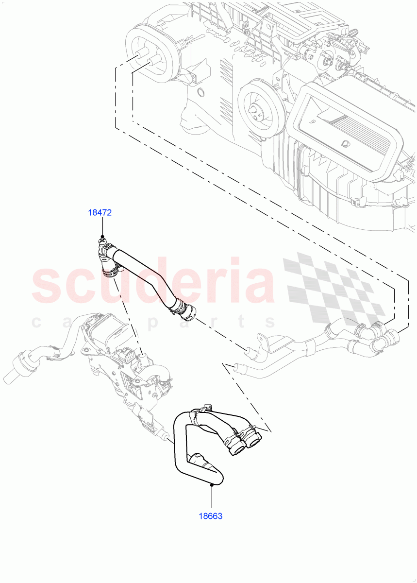 Heater Hoses(Front)(4.4L DOHC DITC V8 Diesel,With Fuel Fired Heater)((V)FROMJA000001,(V)TOJA999999) of Land Rover Land Rover Range Rover (2012-2021) [3.0 Diesel 24V DOHC TC]