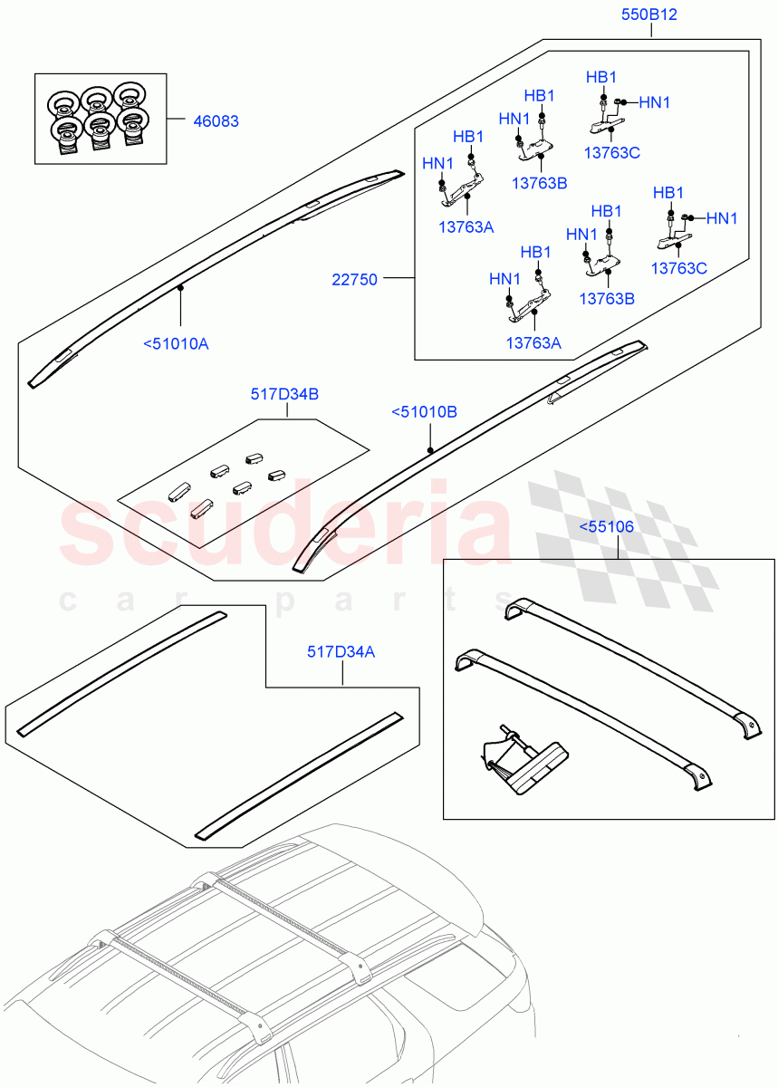 Roof Rails & Crossbars(Accessory)(Halewood (UK),Itatiaia (Brazil)) of Land Rover Land Rover Discovery Sport (2015+) [2.0 Turbo Petrol GTDI]