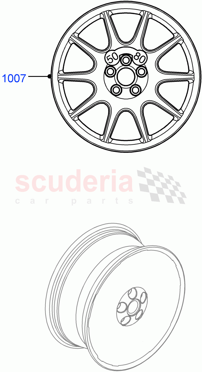 Spare Wheel (Solihull Plant Build) (With Mini Alloy Spare Wheel, With Mini Aluminium Spare Wheel) ((V) FROMHA000001) of Land Rover Land Rover Discovery 5 (2017+) [2.0 Turbo Diesel]