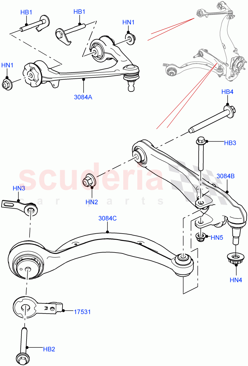 Front Suspension Arms of Land Rover Land Rover Range Rover Velar (2017+) [3.0 I6 Turbo Petrol AJ20P6]