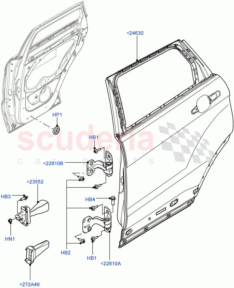 Rear Doors, Hinges & Weatherstrips(Door And Fixings)(5 Door,Itatiaia (Brazil))((V)FROMGT000001) of Land Rover Land Rover Range Rover Evoque (2012-2018) [2.0 Turbo Petrol GTDI]