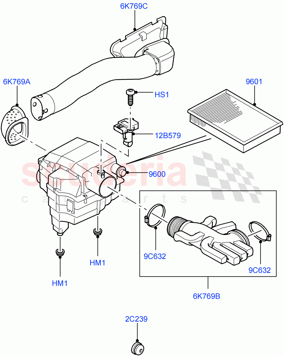 Air Cleaner(AJ Petrol 4.2 V8 Supercharged) of Land Rover Land Rover Range Rover Sport (2005-2009) [4.2 Petrol V8 Supercharged]