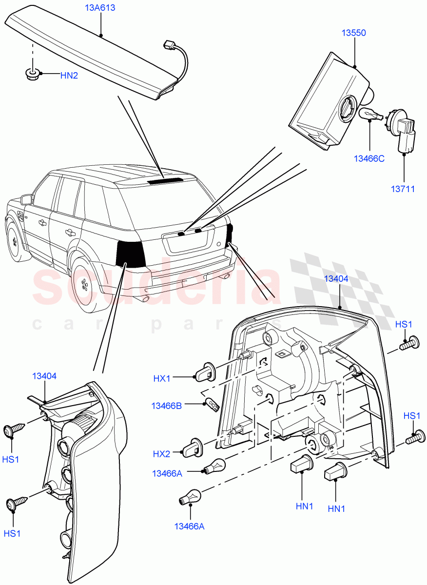 Rear Lamps((V)FROMAA000001) of Land Rover Land Rover Range Rover Sport (2010-2013) [5.0 OHC SGDI SC V8 Petrol]