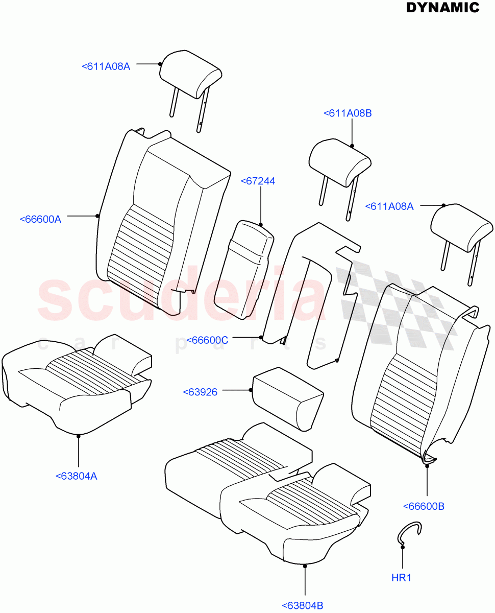 Rear Seat Covers(Dynamic Pack)(Taurus Leather Sport Perforated,Changsu (China),60/40 Load Through With Slide,With 60/40 Manual Fold Thru Rr Seat)((V)FROMKG422269) of Land Rover Land Rover Discovery Sport (2015+) [2.0 Turbo Petrol GTDI]