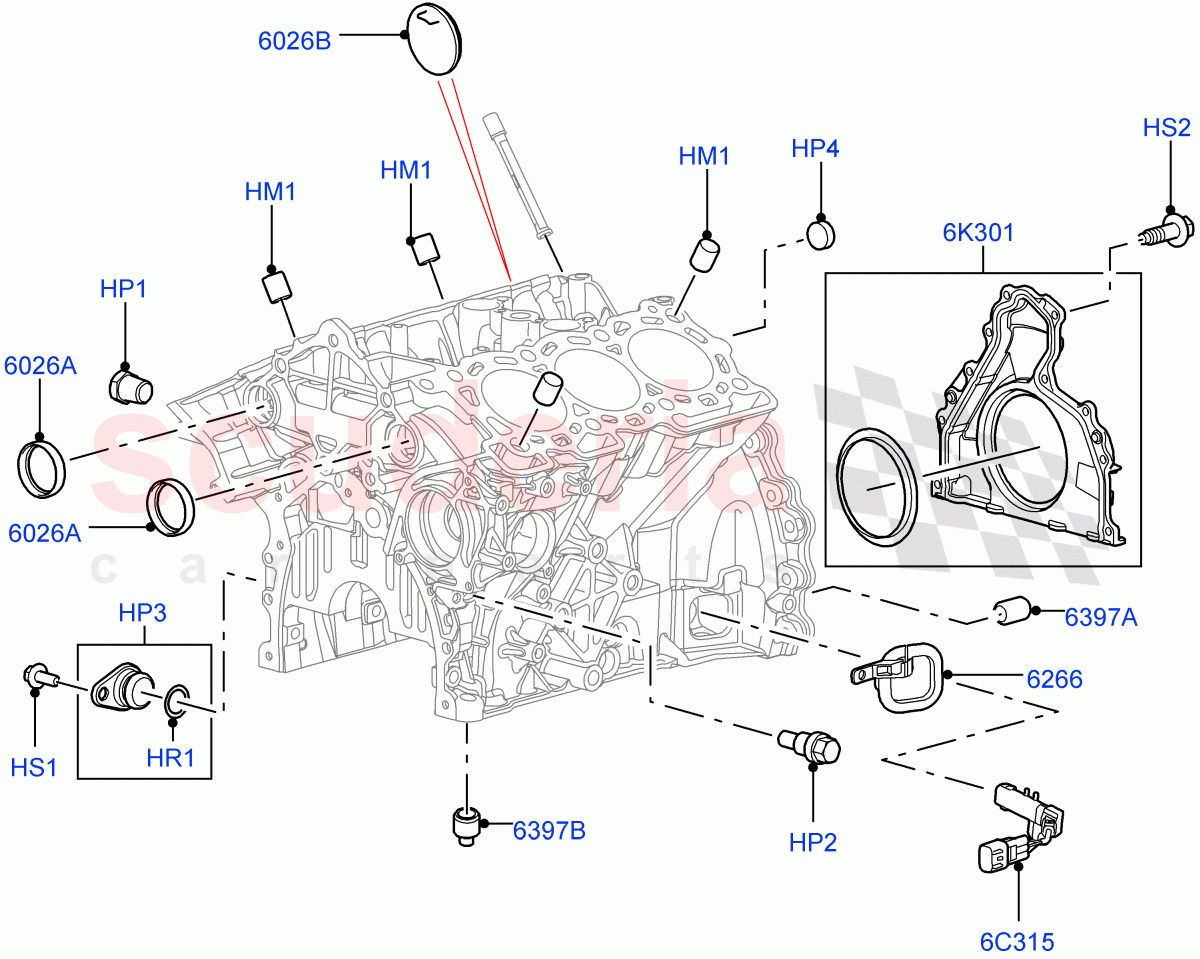 Cylinder Block And Plugs(Solihull Plant Build)(3.0 V6 Diesel)((V)FROMAA000001) of Land Rover Land Rover Range Rover (2012-2021) [3.0 Diesel 24V DOHC TC]