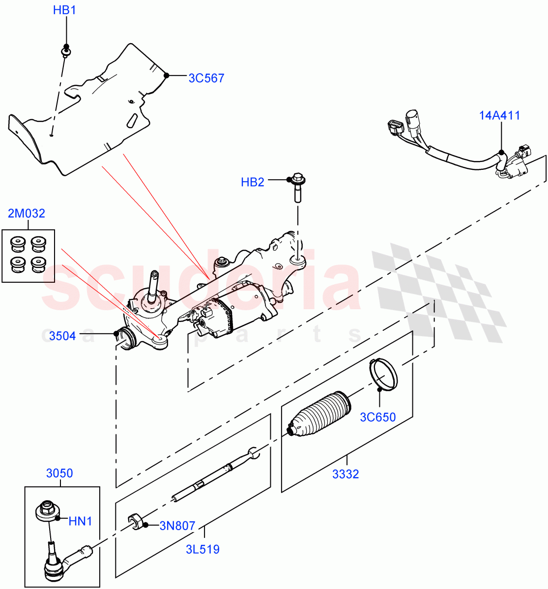 Steering Gear(Changsu (China)) of Land Rover Land Rover Range Rover Evoque (2019+) [2.0 Turbo Petrol AJ200P]