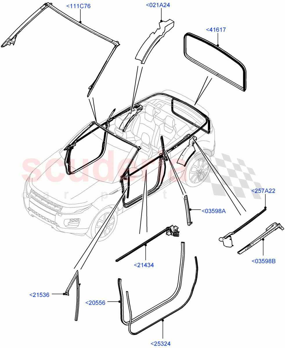 Front Doors, Hinges & Weatherstrips(2 Door Convertible,Halewood (UK)) of Land Rover Land Rover Range Rover Evoque (2012-2018) [2.0 Turbo Petrol AJ200P]