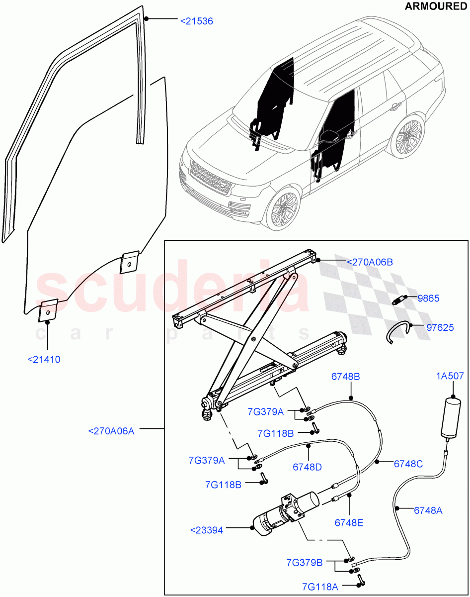 Front Door Glass & Window Controls(Armoured)((V)FROMEA000001) of Land Rover Land Rover Range Rover (2012-2021) [3.0 DOHC GDI SC V6 Petrol]