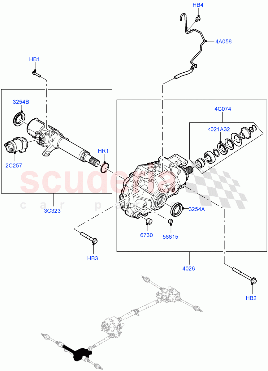 Front Axle Case (4.4 V8 Turbo Petrol (NC10)) of Land Rover Land Rover Range Rover (2022+) [3.0 I6 Turbo Petrol AJ20P6]