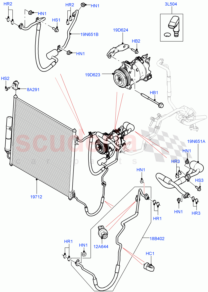 Air Conditioning Condensr/Compressr(Front)(3.0L 24V DOHC V6 TC Diesel,3.0L 24V V6 Turbo Diesel Std Flow) of Land Rover Land Rover Range Rover (2012-2021) [3.0 Diesel 24V DOHC TC]