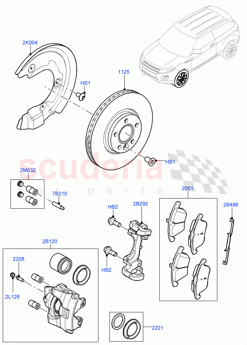 Front Brake Discs And Calipers (Halewood (UK), Front Disc And Caliper Size 16) ((V) FROMGH000001) of Land Rover Land Rover Range Rover Evoque (2012-2018) [2.0 Turbo Diesel]