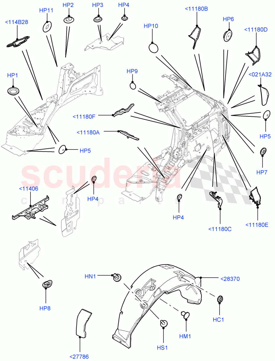 Side Panels - Inner (Middle - Rear, Inner - Rear, Wheelarch) of Land Rover Land Rover Range Rover Sport (2014+) [5.0 OHC SGDI SC V8 Petrol]