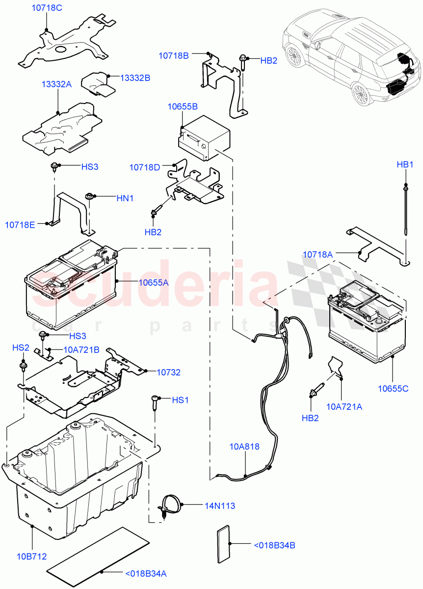 Battery And Mountings of Land Rover Land Rover Range Rover Sport (2014+) [2.0 Turbo Petrol AJ200P]