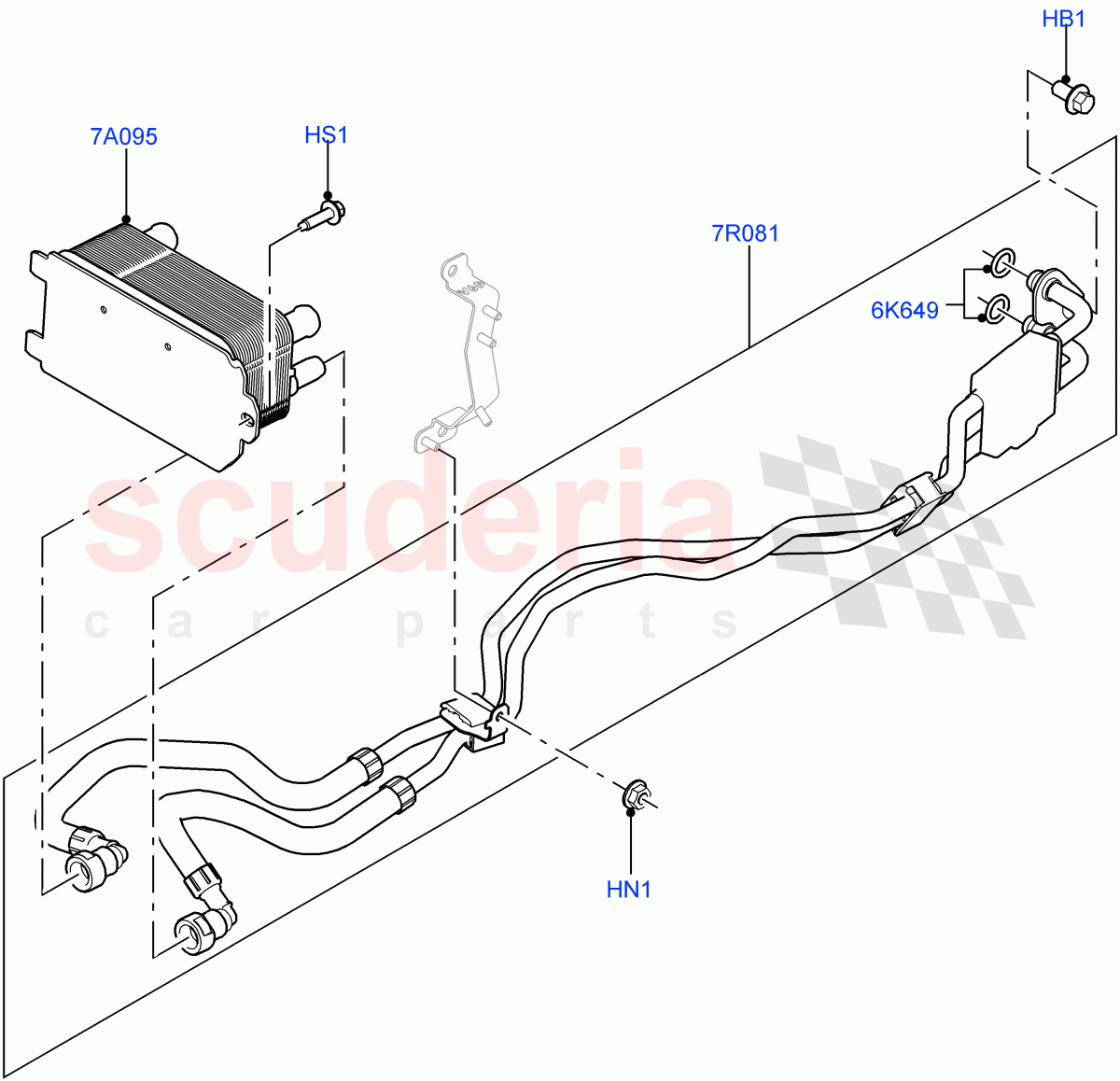 Transmission Cooling Systems(Solihull Plant Build)(3.0L 24V DOHC V6 TC Diesel,8 Speed Auto Trans ZF 8HP70 4WD,3.0 V6 D Gen2 Mono Turbo,3.0 V6 D Gen2 Twin Turbo,3.0L 24V V6 Turbo Diesel Std Flow,3.0 V6 D Low MT ROW)((V)FROMAA000001) of Land Rover Land Rover Range Rover Sport (2014+) [2.0 Turbo Petrol GTDI]