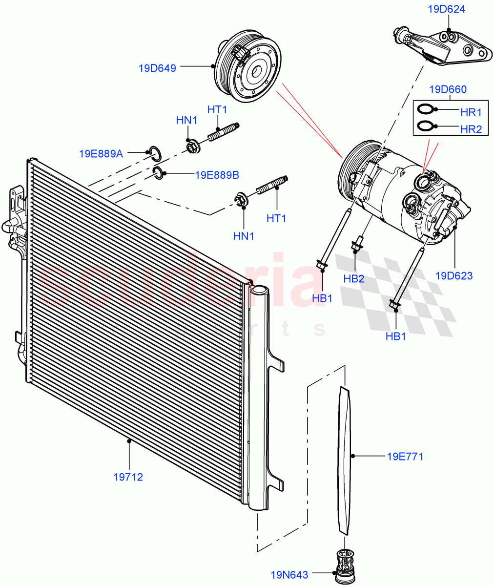 Air Conditioning Condensr/Compressr (2.0L 16V TIVCT T/C 240PS Petrol, Itatiaia (Brazil)) ((V) FROMGT000001) of Land Rover Land Rover Range Rover Evoque (2012-2018) [2.0 Turbo Diesel]