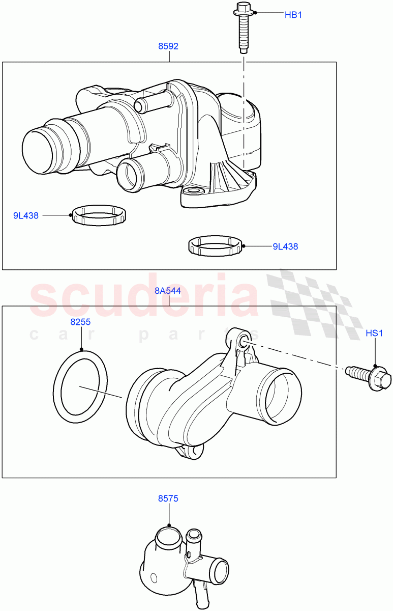 Thermostat/Housing & Related Parts(Lion Diesel 2.7 V6 (140KW))((V)FROMAA000001) of Land Rover Land Rover Discovery 4 (2010-2016) [2.7 Diesel V6]