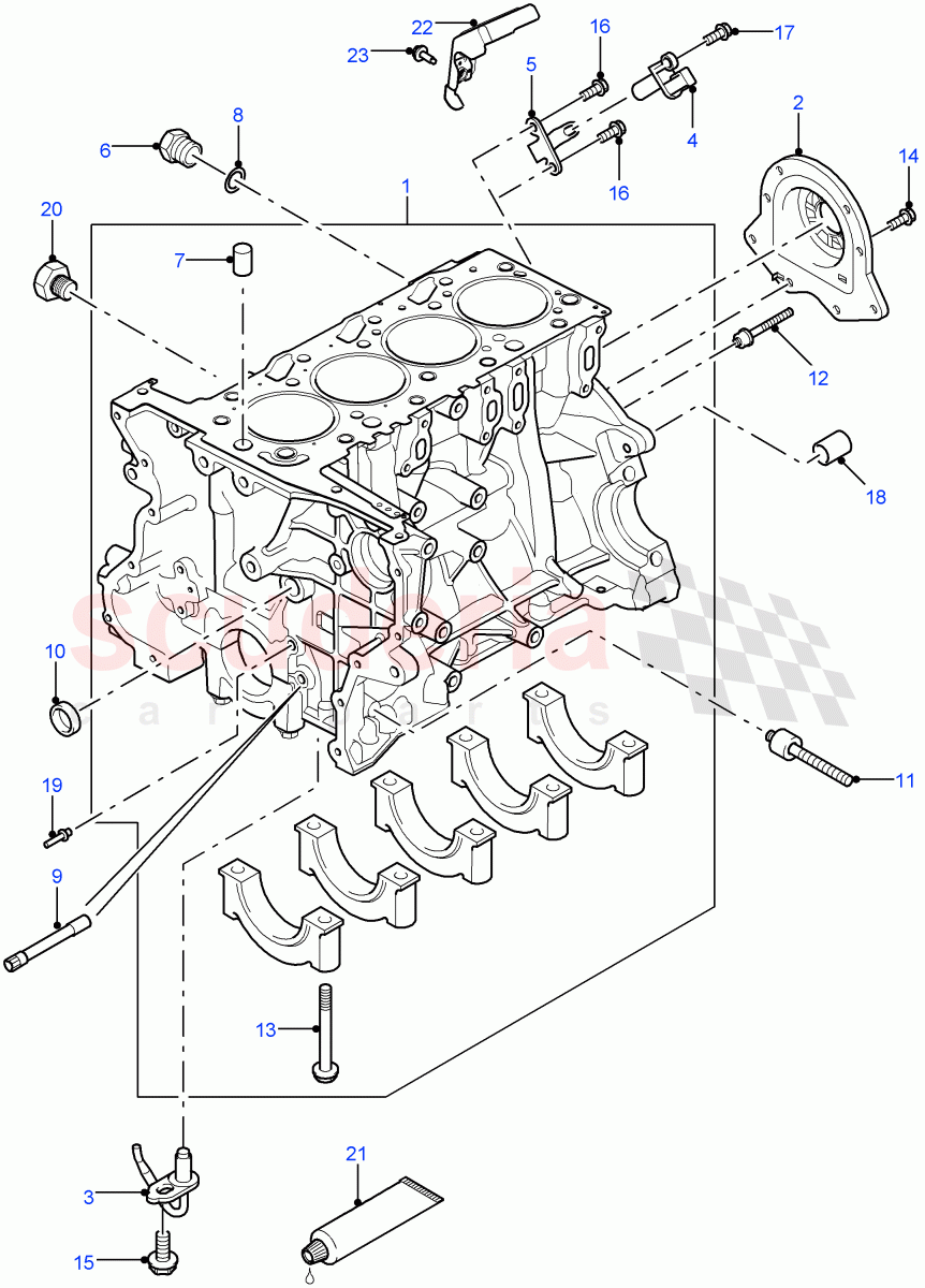 Cylinder Block And Plugs(2.2L 16V TC I4 DSL 122PS PUMA)((V)FROMCA000001) of Land Rover Land Rover Defender (2007-2016)