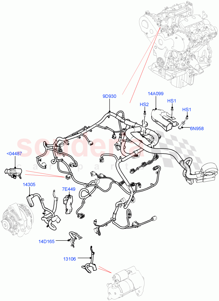 Electrical Wiring - Engine And Dash(3.0 V6 D Gen2 Twin Turbo)((V)FROMFA000001) of Land Rover Land Rover Range Rover Sport (2014+) [2.0 Turbo Diesel]