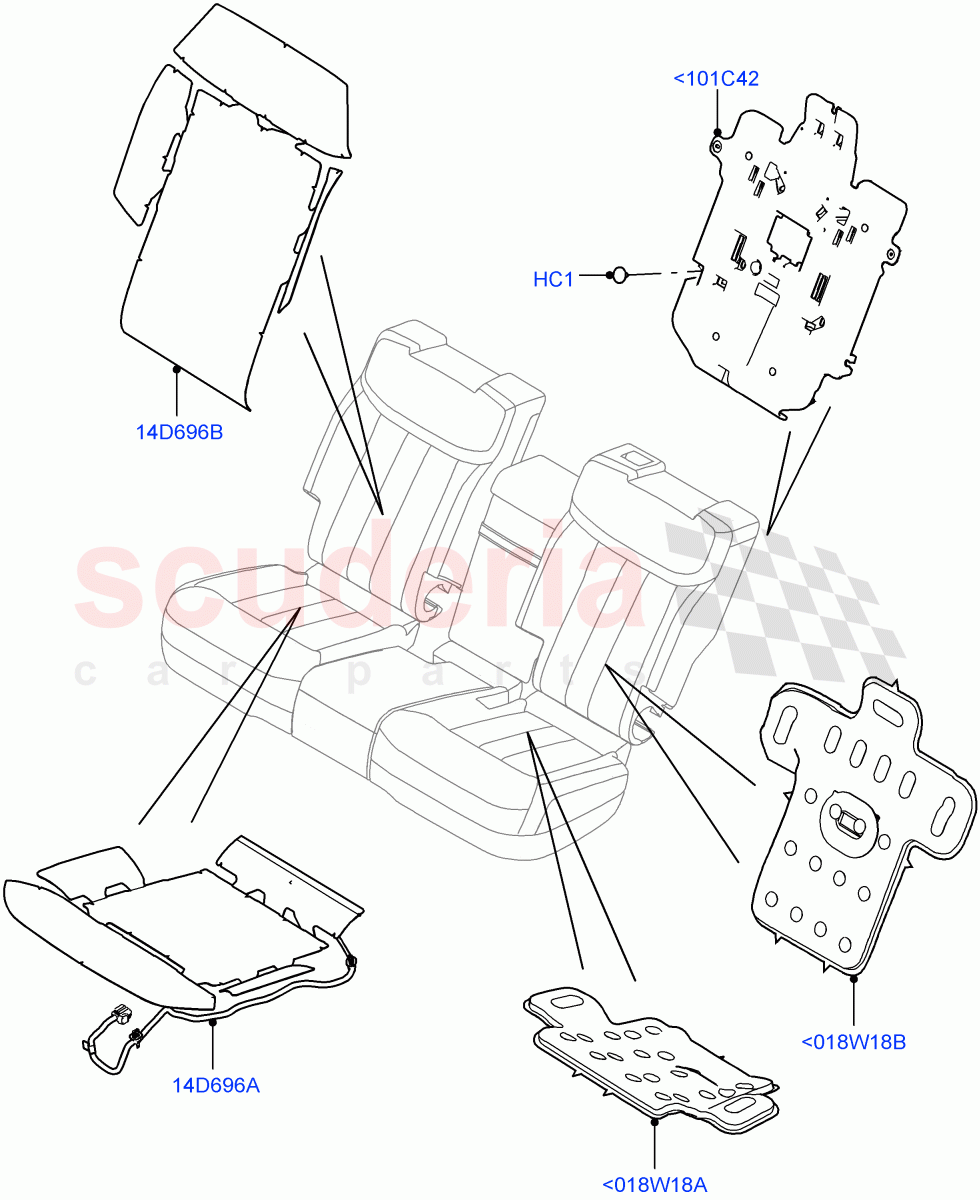 Rear Seat Pads/Valances & Heating(Heating)(With 60/40 Power Fold Thru Rr Seat,60/40 Load Through With Slide) of Land Rover Land Rover Range Rover (2022+) [4.4 V8 Turbo Petrol NC10]