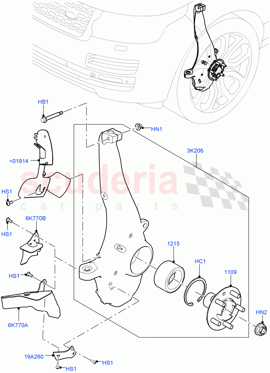 Front Knuckle And Hub of Land Rover Land Rover Range Rover (2012-2021) [3.0 I6 Turbo Petrol AJ20P6]