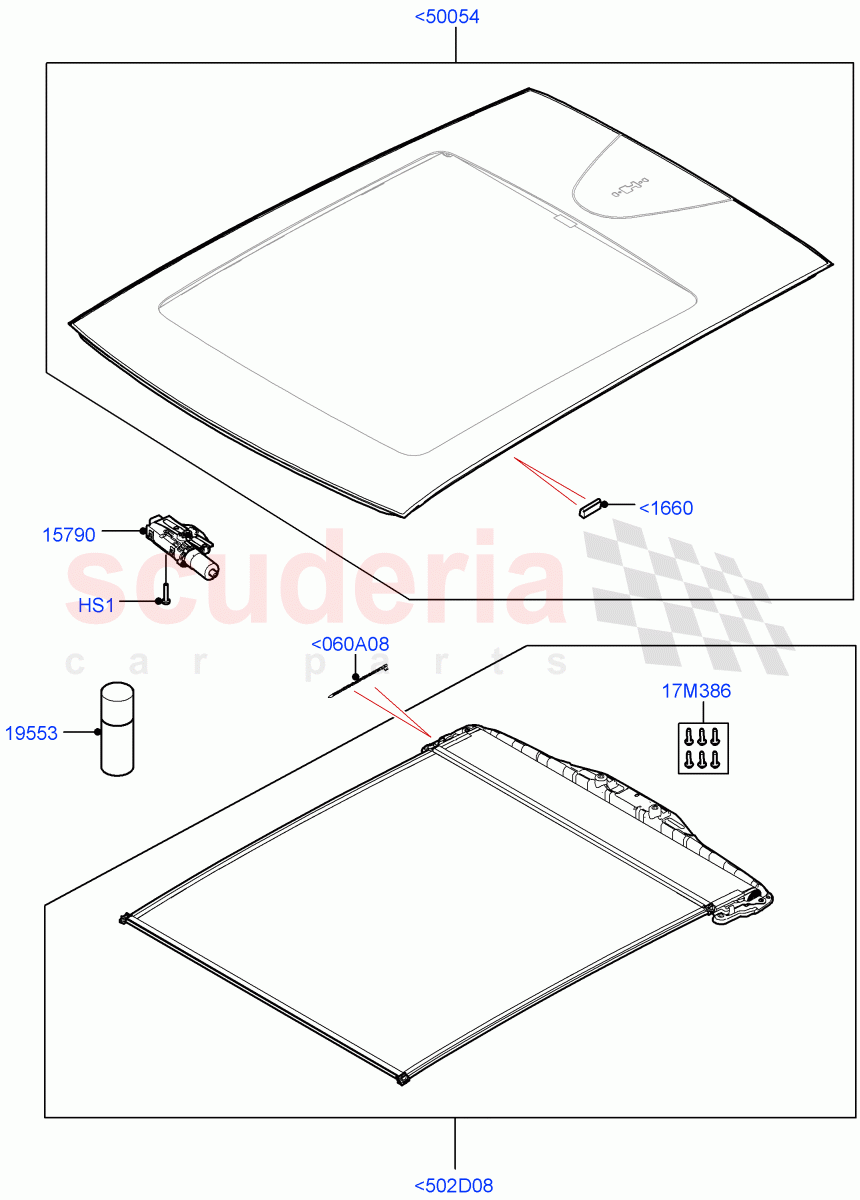 Panoramic Glass Roof(With Roof Conversion-Panorama Roof,Changsu (China)) of Land Rover Land Rover Range Rover Evoque (2019+) [2.0 Turbo Petrol AJ200P]