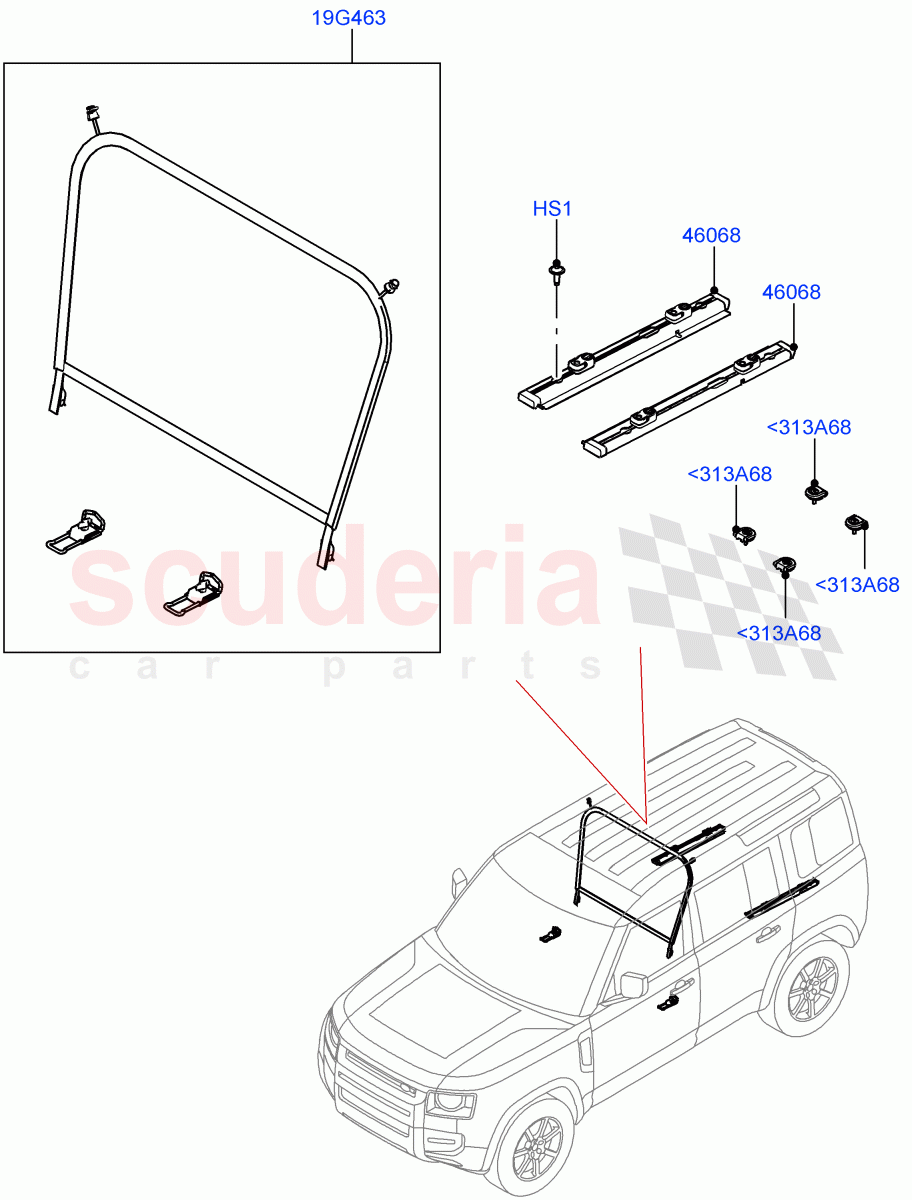 Load Compartment Trim(Floor, Cargo Retention)(Standard Wheelbase,Version - LE,Version - Core,Version - First Edition,Version - X-Dynamic,Version - X) of Land Rover Land Rover Defender (2020+) [2.0 Turbo Petrol AJ200P]