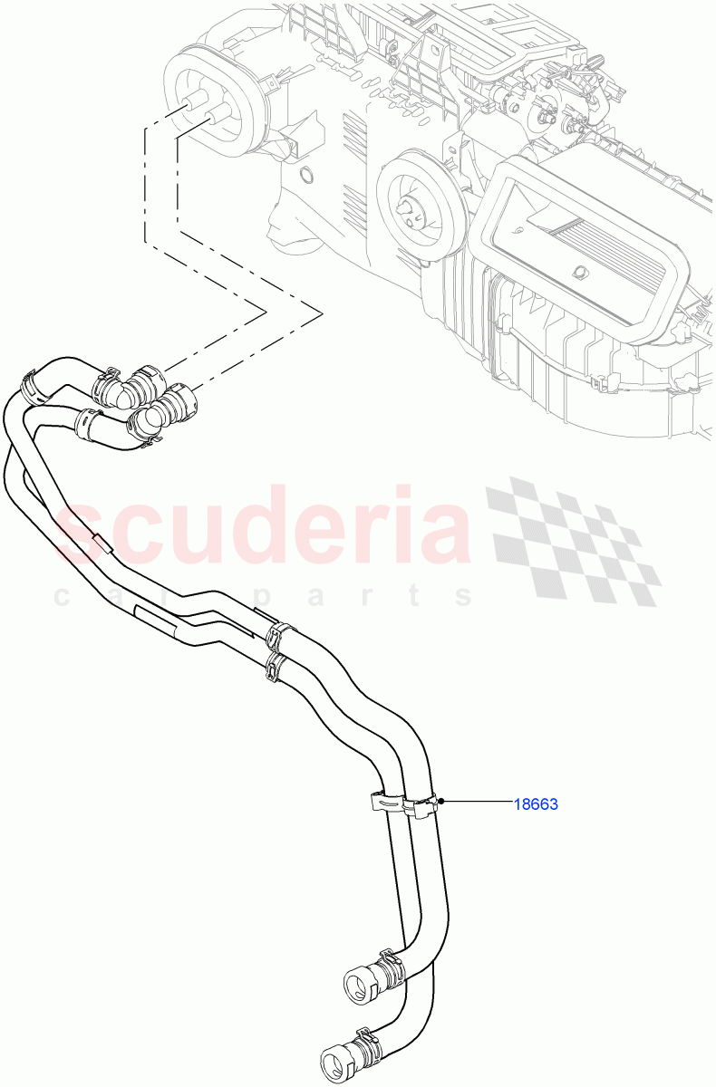 Heater Hoses (Front) (2.0L I4 DSL HIGH DOHC AJ200, With Ptc Heater, Premium Air Conditioning-Front/Rear, With Front Comfort Air Con (IHKA), With Fresh Air Heater) ((V) FROMHA000001) of Land Rover Land Rover Range Rover Sport (2014+) [3.0 DOHC GDI SC V6 Petrol]