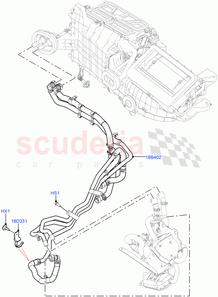 Heater Hoses(2.0L I4 DSL HIGH DOHC AJ200,Fuel Heater W/Pk Heat With Remote,2.0L I4 DSL MID DOHC AJ200) of Land Rover Land Rover Range Rover Velar (2017+) [3.0 Diesel 24V DOHC TC]