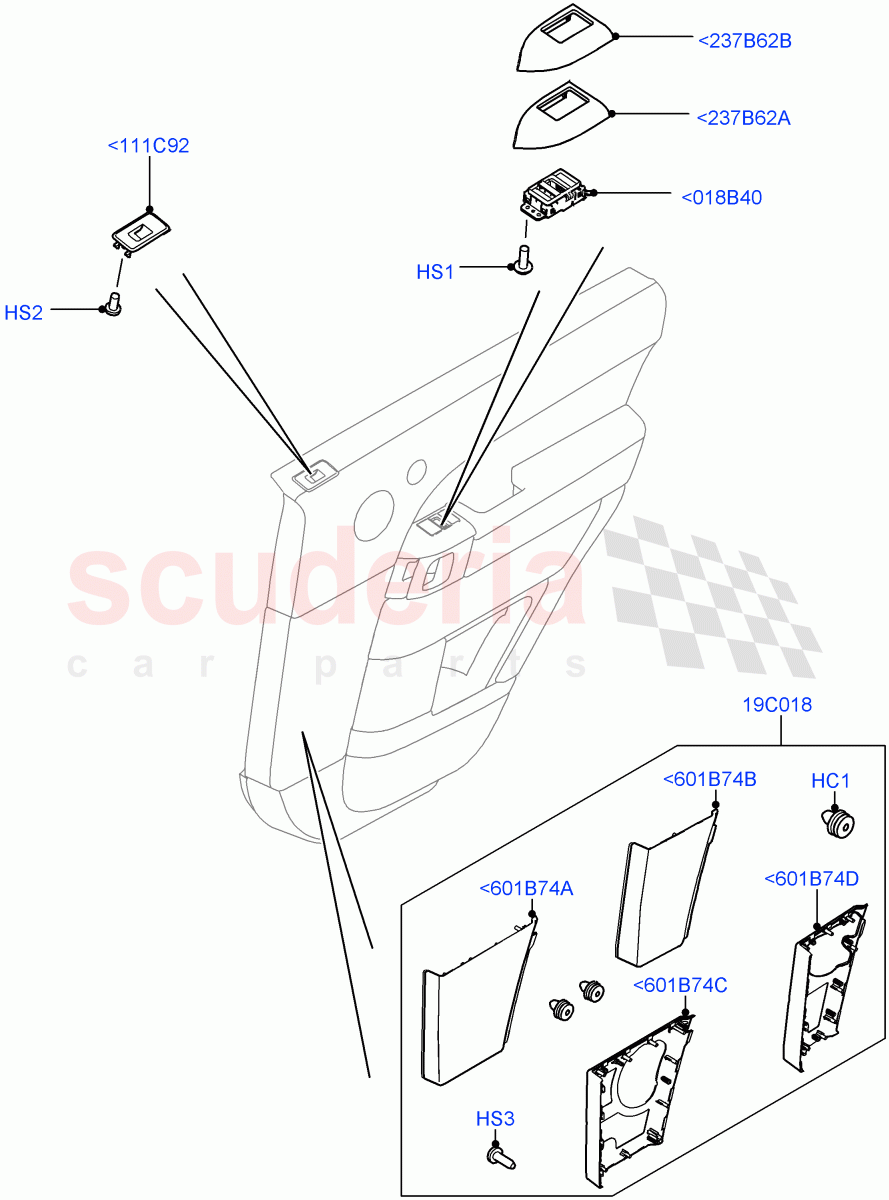 Rear Door Trim Installation (Speaker Grille, For Switches) ((V) TOHA999999) of Land Rover Land Rover Range Rover (2012-2021) [3.0 Diesel 24V DOHC TC]