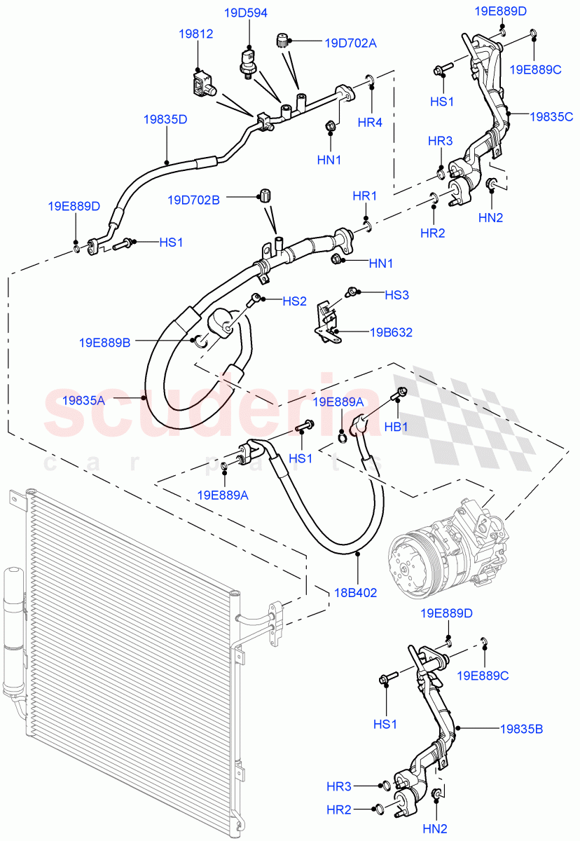 Air Conditioning System(Front)(Cologne V6 4.0 EFI (SOHC))((V)FROMAA000001) of Land Rover Land Rover Discovery 4 (2010-2016) [3.0 Diesel 24V DOHC TC]