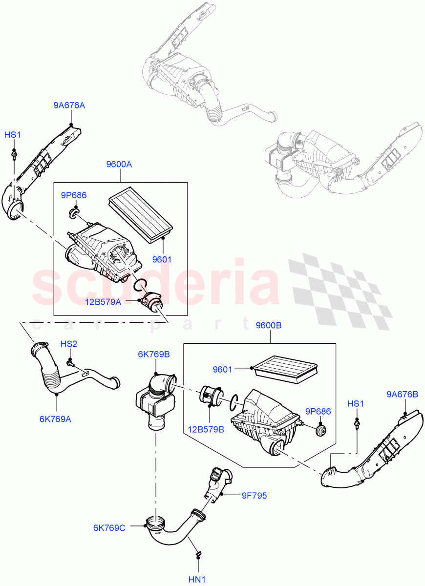 Air Cleaner(Solihull Plant Build)(3.0 V6 D Gen2 Twin Turbo)((V)FROMKA000001) of Land Rover Land Rover Discovery 5 (2017+) [3.0 Diesel 24V DOHC TC]