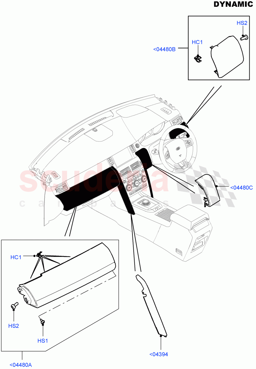 Instrument Panel(External, Dynamic Pack)(Halewood (UK),Dual Exhaust - Dynamic,PVC Triton Grain Facia)((V)FROMGH000001,(V)TOKH999999) of Land Rover Land Rover Discovery Sport (2015+) [2.2 Single Turbo Diesel]