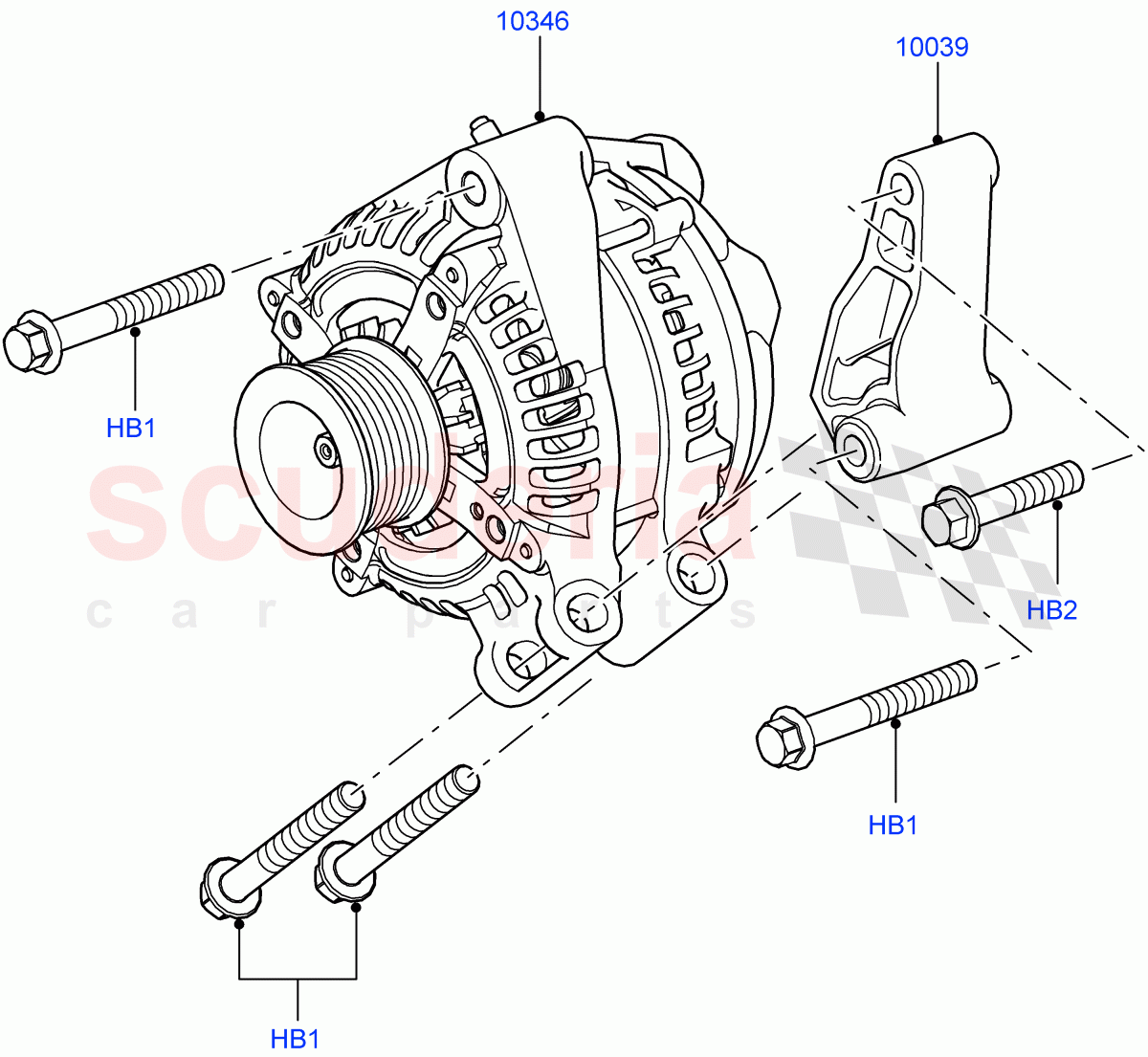 Alternator And Mountings(3.6L V8 32V DOHC EFi Diesel Lion)((V)FROMAA000001) of Land Rover Land Rover Range Rover (2010-2012) [3.6 V8 32V DOHC EFI Diesel]