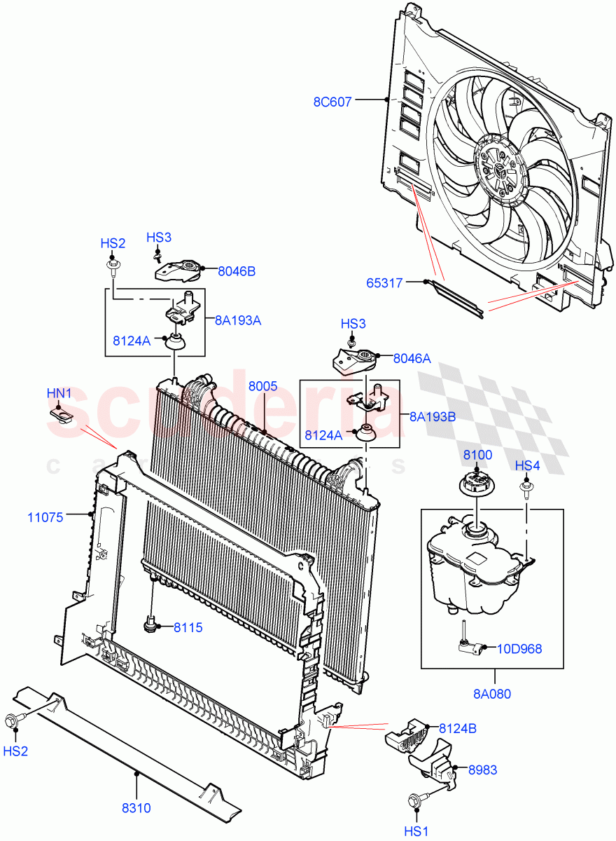 Radiator/Coolant Overflow Container (2.0L I4 DSL MID DOHC AJ200, 2.0L I4 DSL HIGH DOHC AJ200) of Land Rover Land Rover Range Rover Velar (2017+) [2.0 Turbo Diesel]