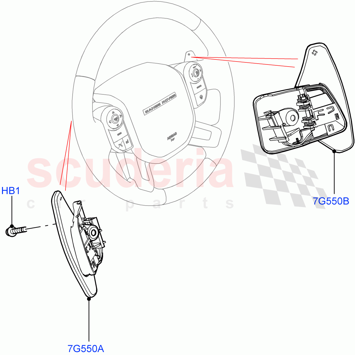 Gear Change-Automatic Transmission(Steering Wheel)(8 Speed Auto Trans ZF 8HP76,Paddle Shift,Paddle Shift - Noble,Paddle shift - Aluminium)((V)FROMKA000001) of Land Rover Land Rover Range Rover (2012-2021) [3.0 I6 Turbo Petrol AJ20P6]