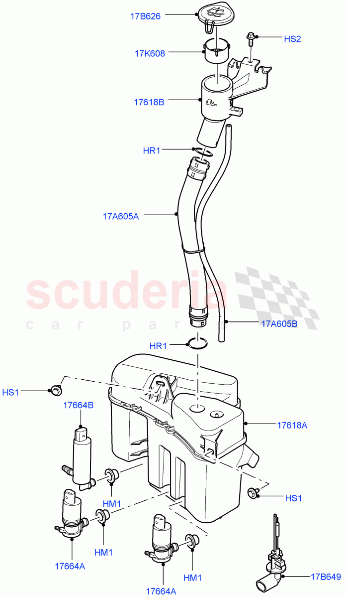 Windscreen Washer(Bottle)((V)FROMAA000001) of Land Rover Land Rover Range Rover (2010-2012) [3.6 V8 32V DOHC EFI Diesel]