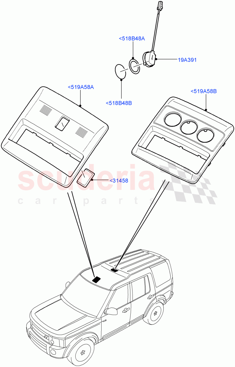 Console - Overhead((V)FROMAA000001) of Land Rover Land Rover Discovery 4 (2010-2016) [5.0 OHC SGDI NA V8 Petrol]