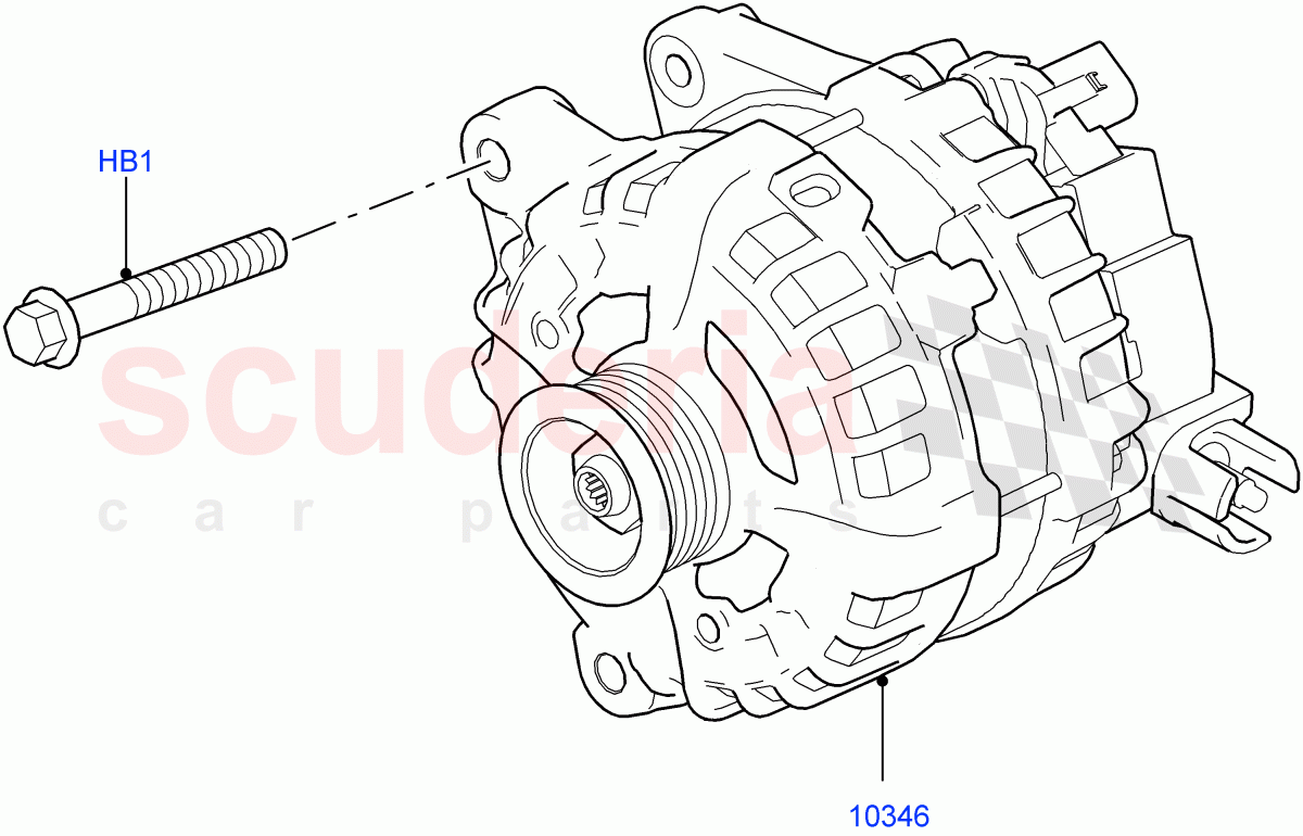 Alternator And Mountings(Nitra Plant Build)(2.0L I4 High DOHC AJ200 Petrol,2.0L I4 DSL MID DOHC AJ200,2.0L I4 DSL HIGH DOHC AJ200,3.0L AJ20D6 Diesel High)((V)FROMK2000001) of Land Rover Land Rover Discovery 5 (2017+) [3.0 I6 Turbo Diesel AJ20D6]