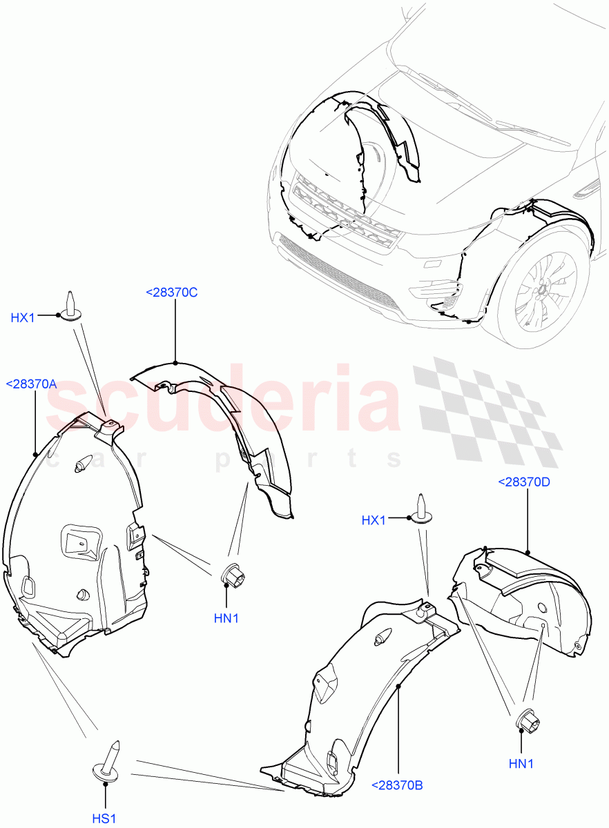 Front Panels, Aprons & Side Members(Wheelhouse)(Halewood (UK)) of Land Rover Land Rover Discovery Sport (2015+) [2.0 Turbo Petrol AJ200P]