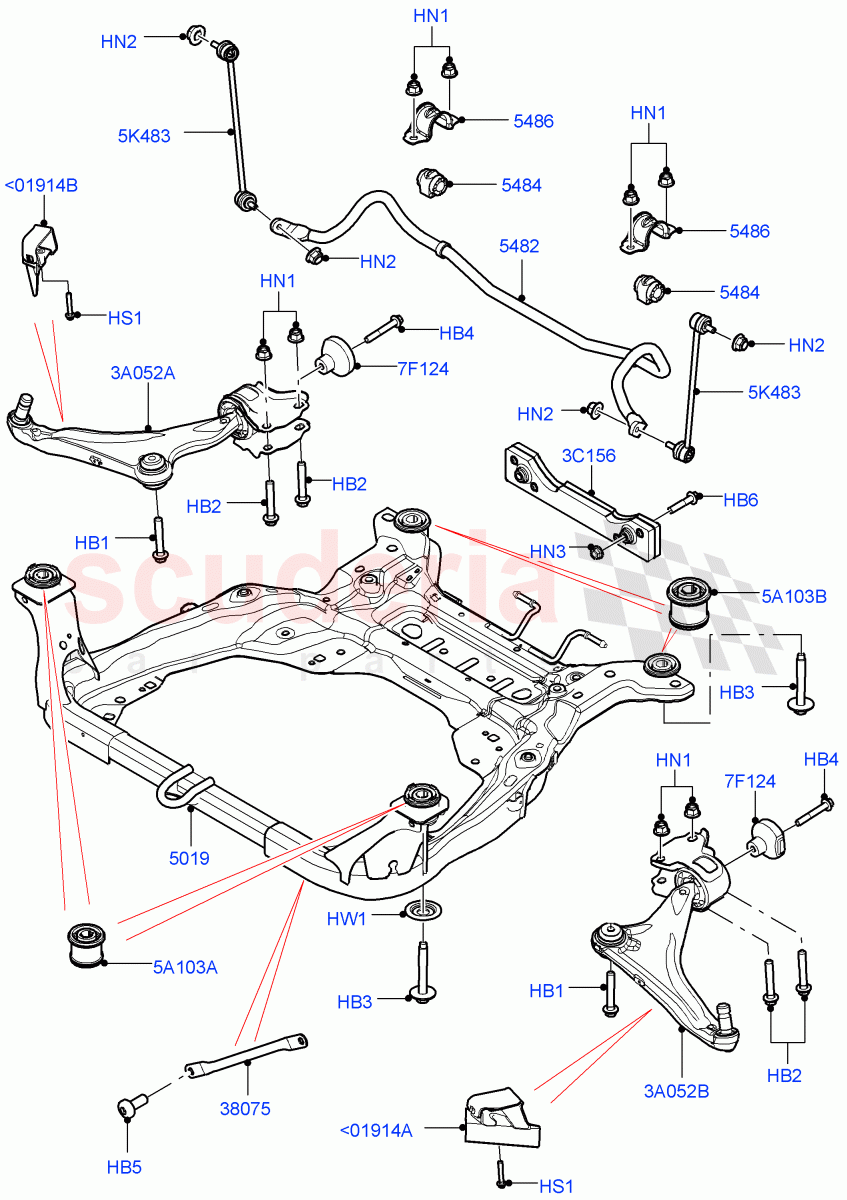 Front Susp.Arms/Stabilizer/X-Member(Halewood (UK)) of Land Rover Land Rover Range Rover Evoque (2012-2018) [2.0 Turbo Petrol AJ200P]