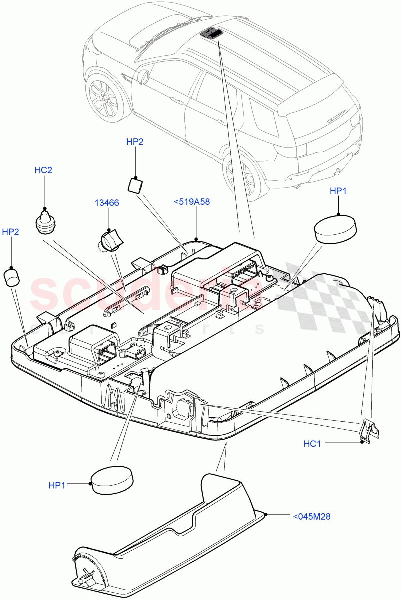 Console - Overhead(Changsu (China))((V)FROMFG000001) of Land Rover Land Rover Discovery Sport (2015+) [2.0 Turbo Diesel AJ21D4]