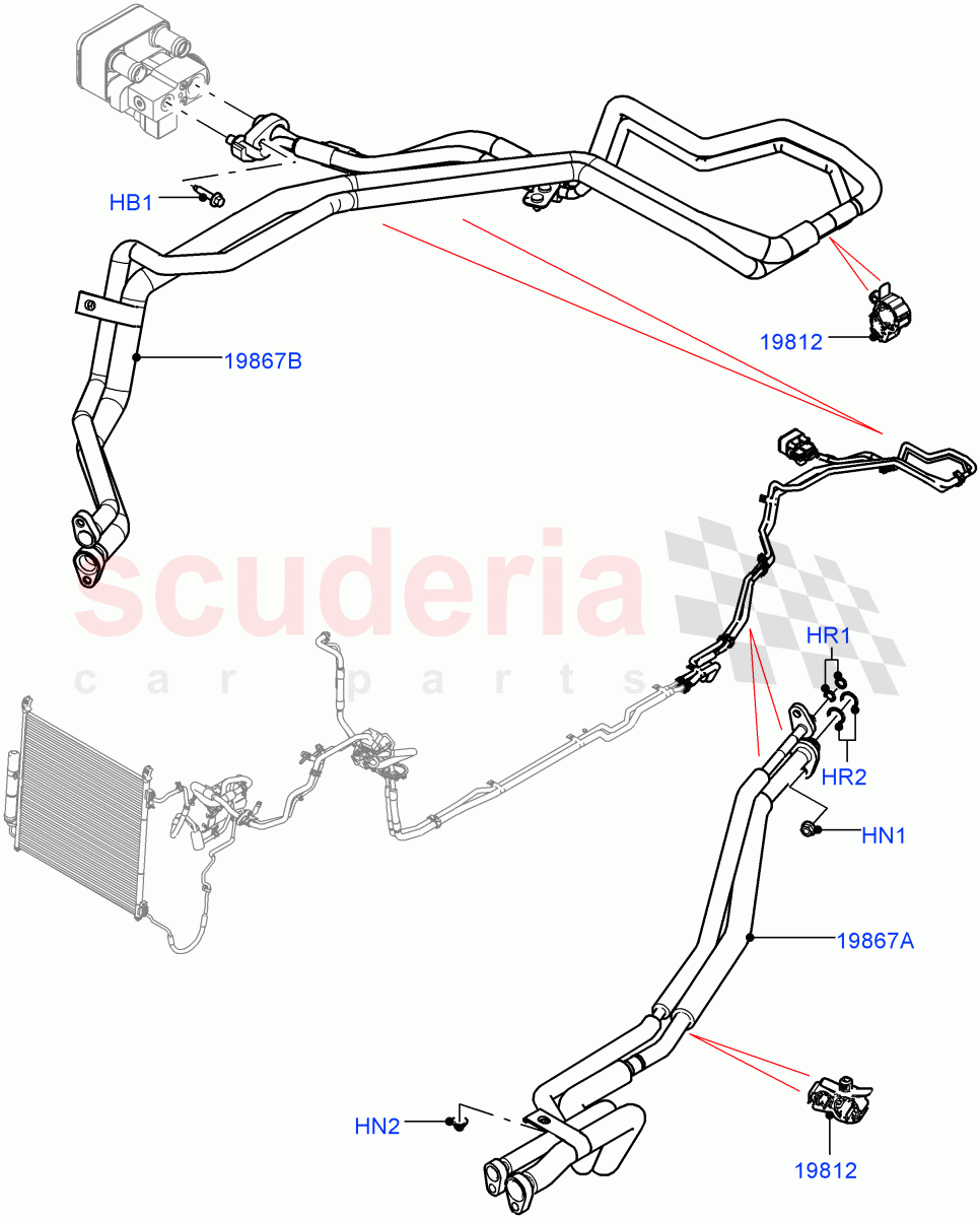 Air Conditioning Condensr/Compressr (Rear) (Air Conditioning Hybrid-Front/Rear) ((V) FROMJA000001, (V) TOJA999999) of Land Rover Land Rover Range Rover (2012-2021) [2.0 Turbo Petrol GTDI]