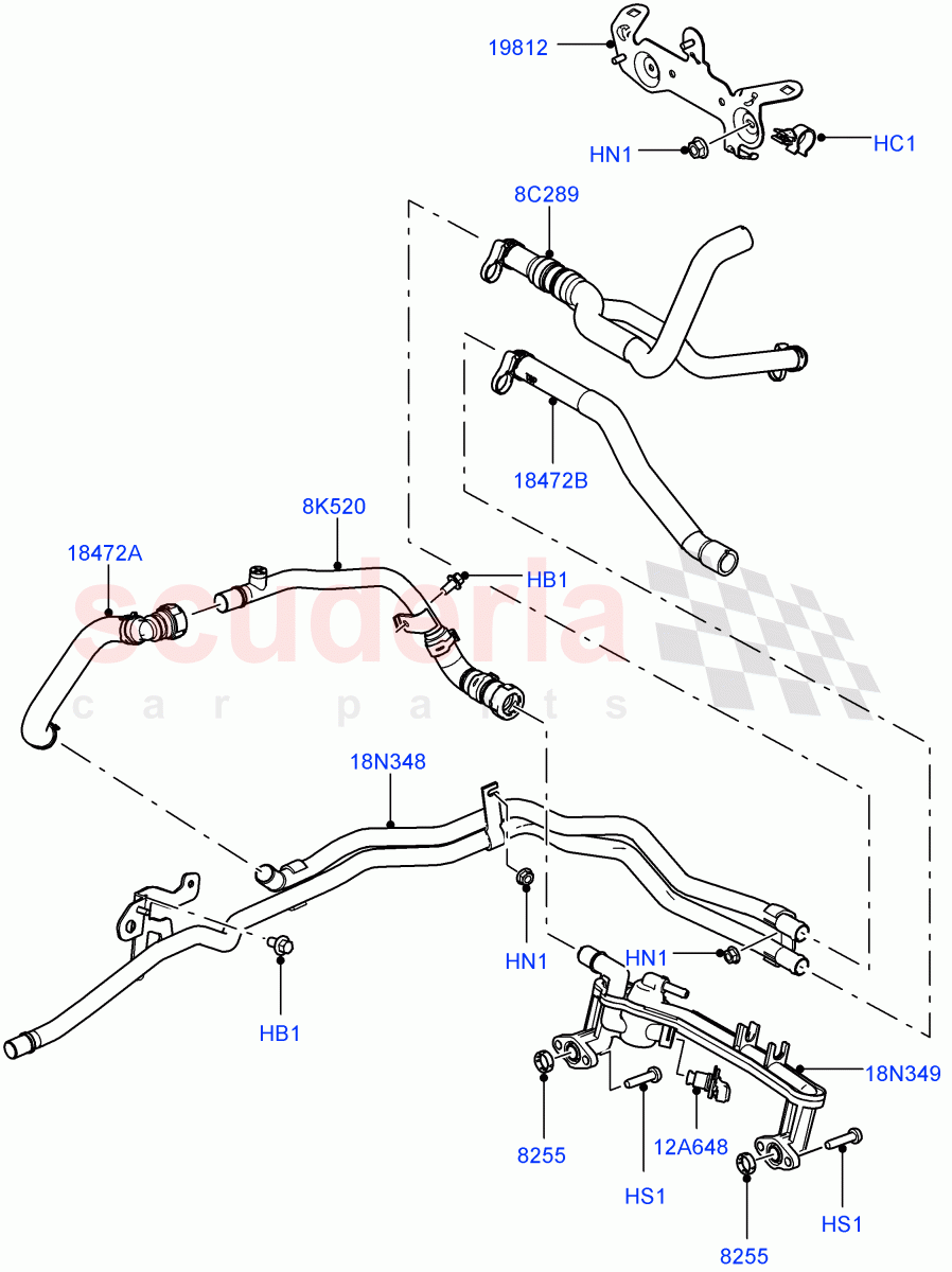 Heater Hoses (Front) (5.0L OHC SGDI SC V8 Petrol - AJ133, Premium Air Conditioning-Front/Rear, Less Park Heating, 5.0L OHC SGDI NA V8 Petrol - AJ133) ((V) FROMAA000001) of Land Rover Land Rover Range Rover (2010-2012) [5.0 OHC SGDI NA V8 Petrol]
