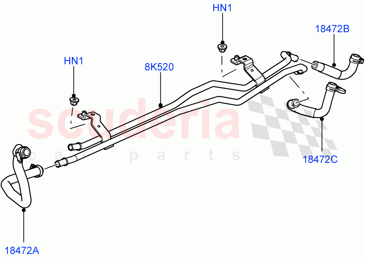 Heater Hoses (Rear) (Premium Air Conditioning-Front/Rear) ((V) FROMAA000001) of Land Rover Land Rover Range Rover (2010-2012) [3.6 V8 32V DOHC EFI Diesel]