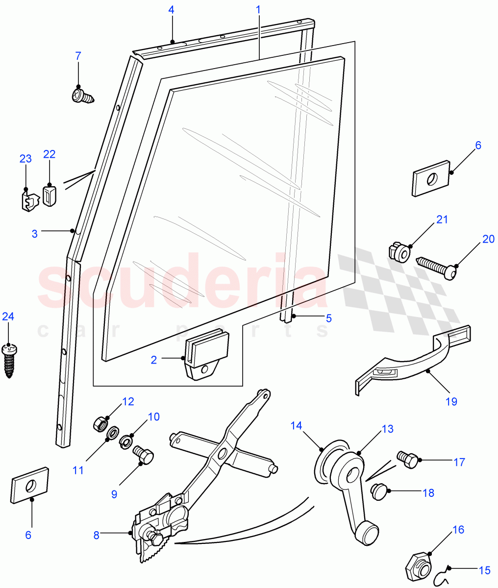 Front Door Glass And Regulator ((V) FROM7A000001) of Land Rover Land Rover Defender (2007-2016)