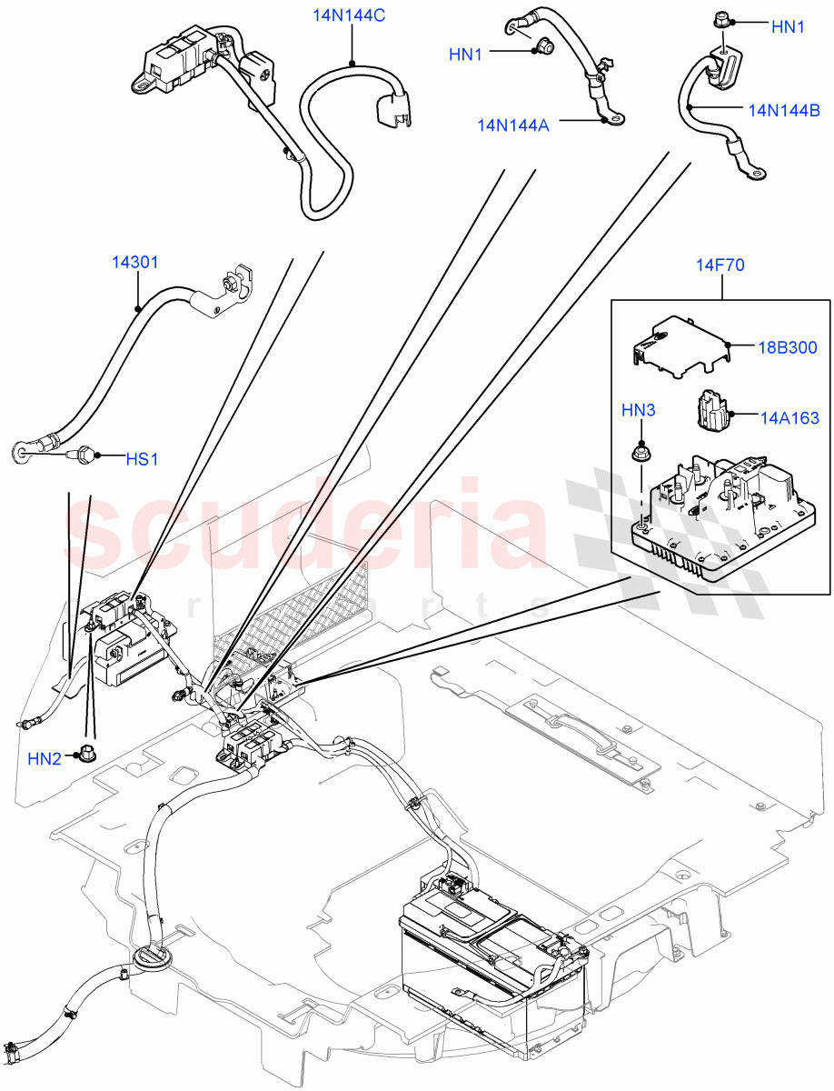 Battery Cables And Horn(Battery Cables)(Starter - Stop/Start System,Auxillary Battery 14AH B19) of Land Rover Land Rover Range Rover Sport (2014+) [2.0 Turbo Petrol GTDI]